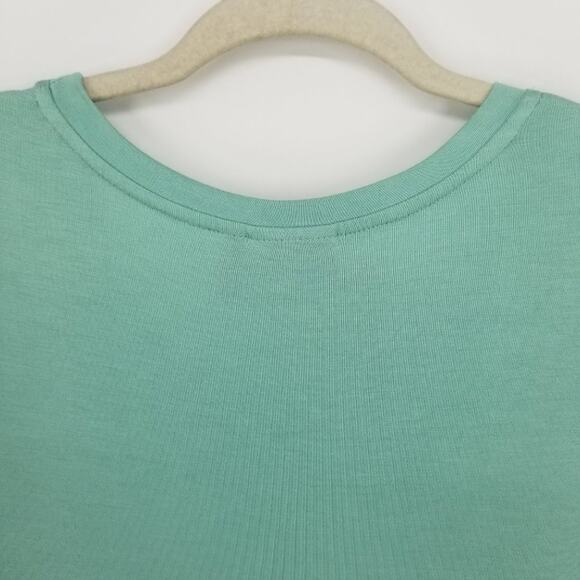 3/$25 Logo by Lori Goldstein Lace Satin Trim High Low Tunic Top MP Seafoam Green - Picture 9 of 11